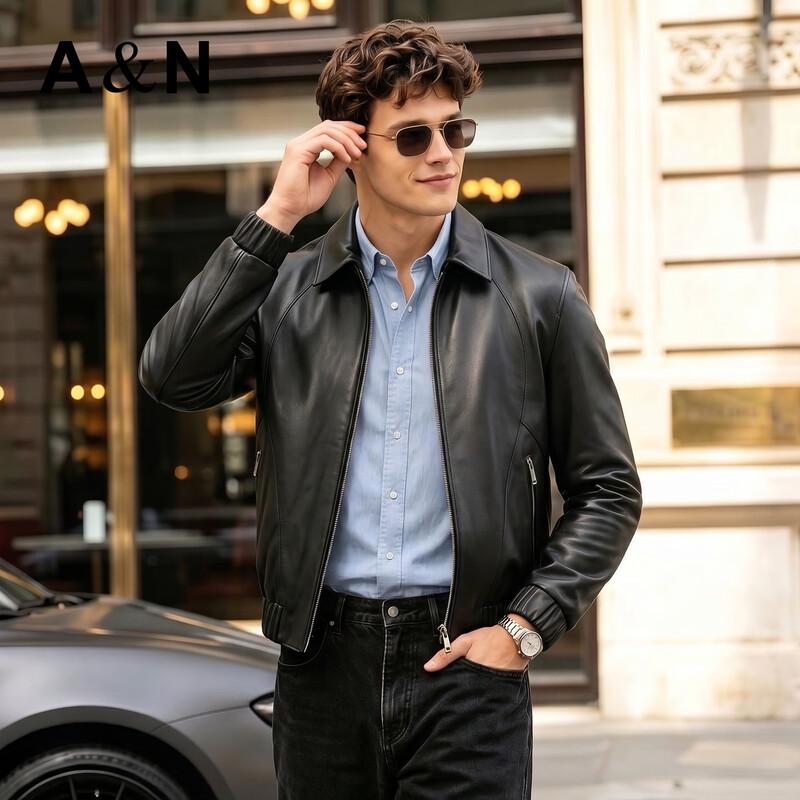 Antonio Men's Premium Sheepskin Leather Jacket with Silk Lining