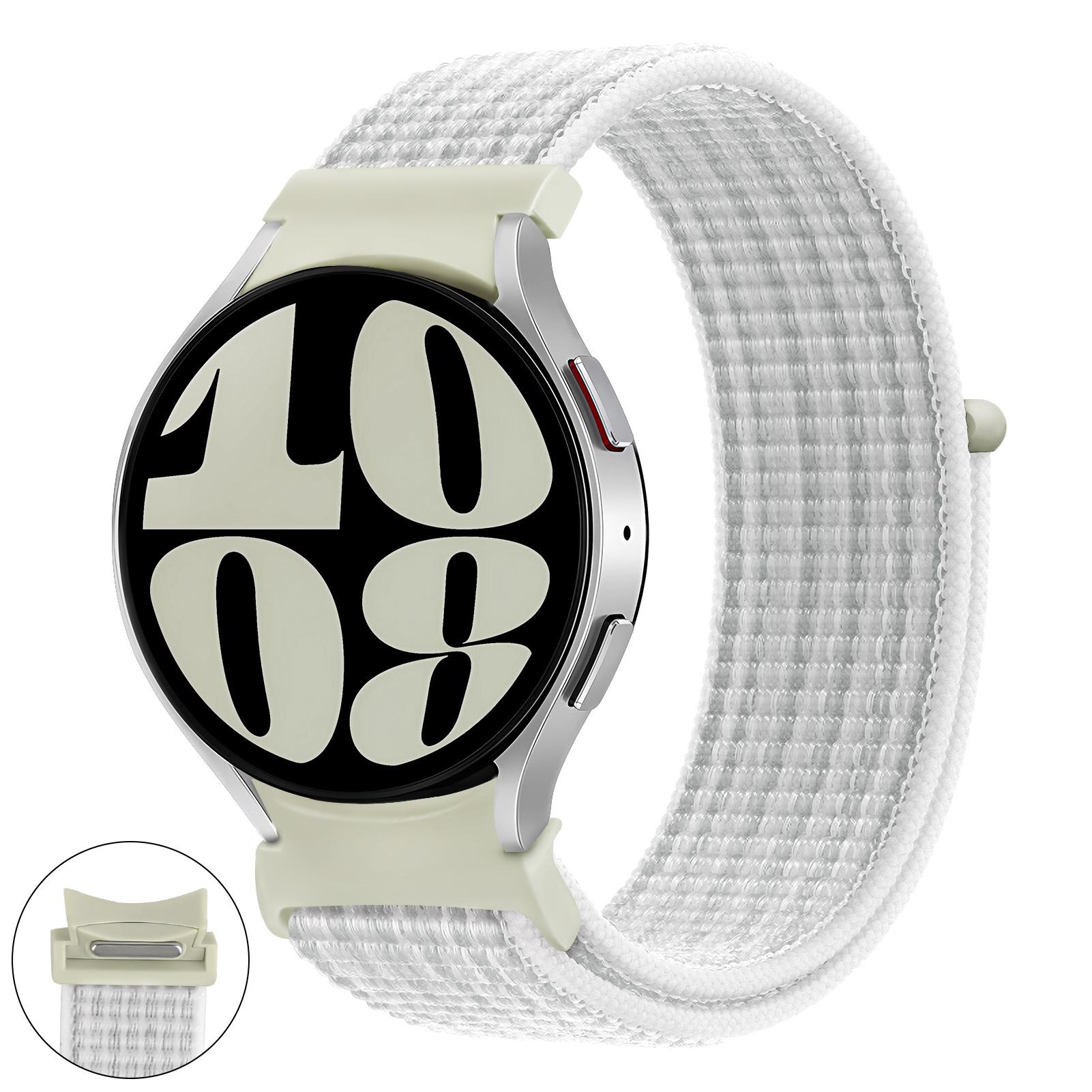 

No gaps Band For Samsung Galaxy Watch 6 4 Classic 5 pro 44mm 40mm 47mm 43mm nylon loop bracelet correa Galaxy Watch 4 20mm Strap Galaxy Watch 6 40mm покинуть белый