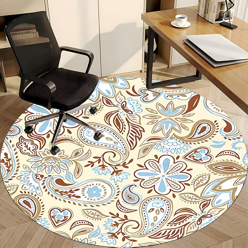 1pc Paisley Floral Pattern Chair Carpet for Office, Non-slip, Soft and Durable Office Rug, Perfect for Office yy260131001