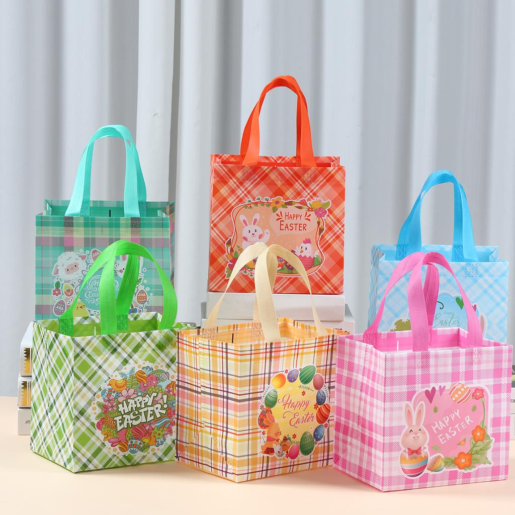Happy Easter Bunny Waterproof Non-Woven Bag Easter Party Decorations For Home 2026 Kids Favors Supplies Rabbit Candy Gift Bag