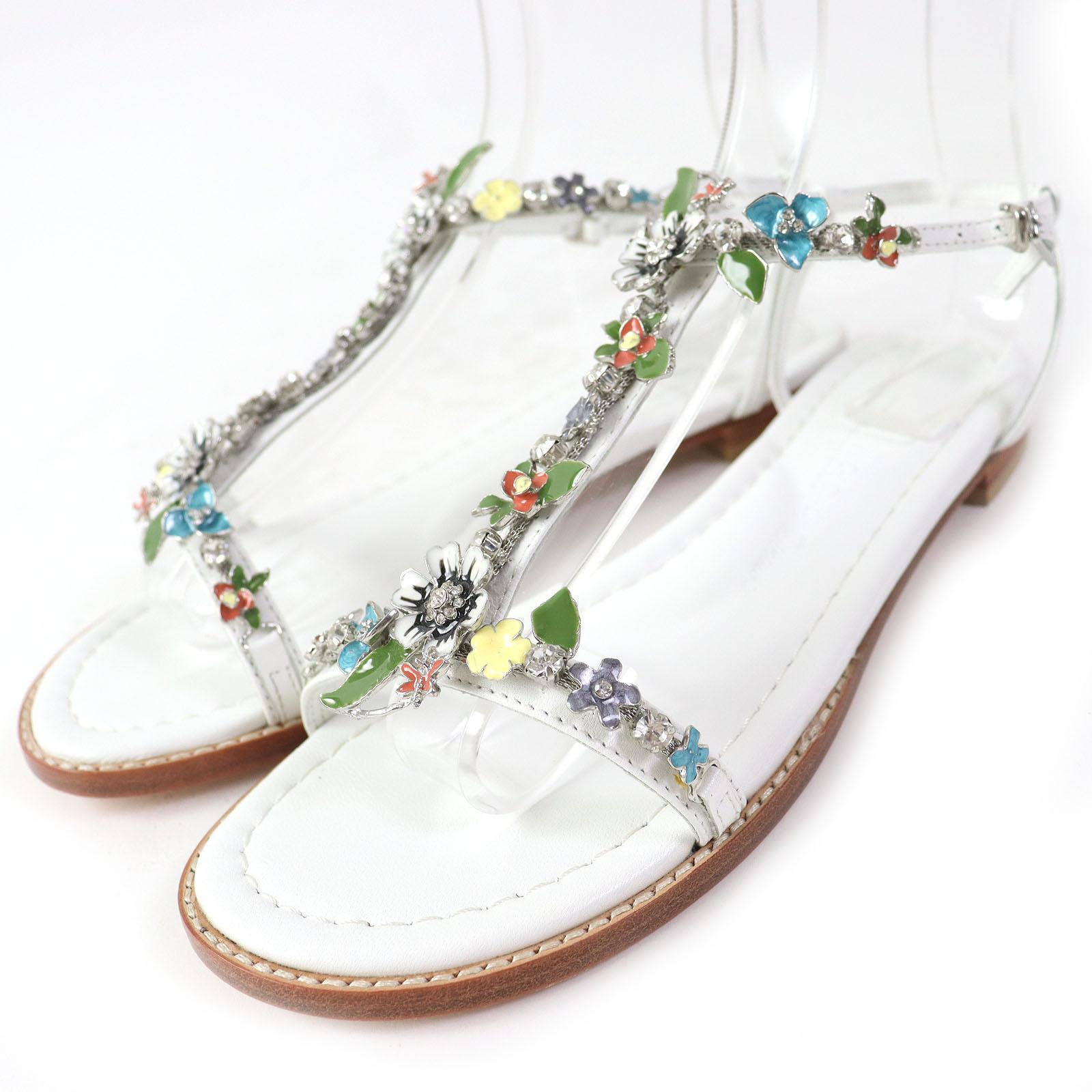 Tsuru by Mariko Oikawa Sandals Minty Flower Jewel Ankle With Strap leather 37 Used
