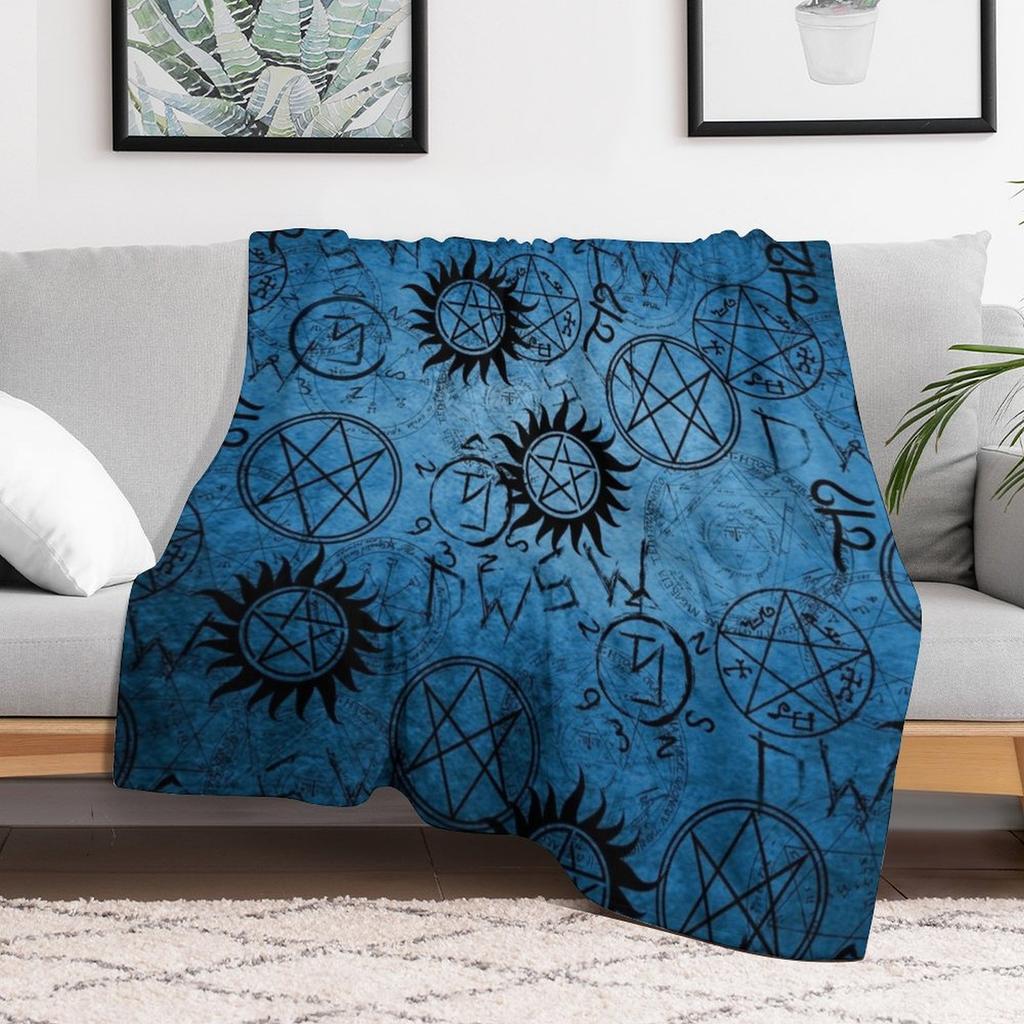Supernatural Blue Throw Blanket Summer Cool Breathable Blanket for Sleeping