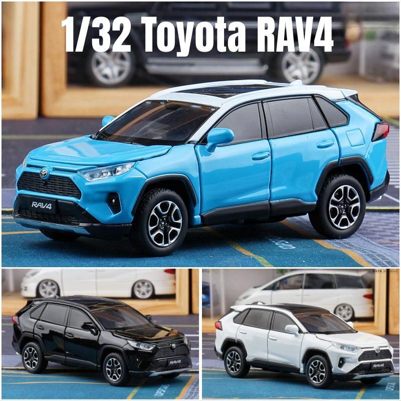 1/32 Toyota RAV4 SUV Off-Road Toy Car, JKM Diecast Metal Model Sound & Light Doors Openable Educational Collection Gift for Boy