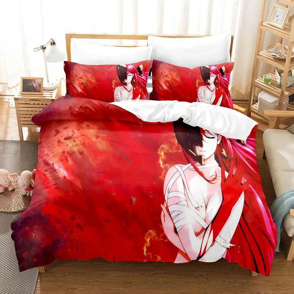 New Anime  Elfen Lied Bedding Set Duvet Cover Bed Set Quilt Cover Pillowcase Comforter king Queen Size Boys Adult Bedding Set