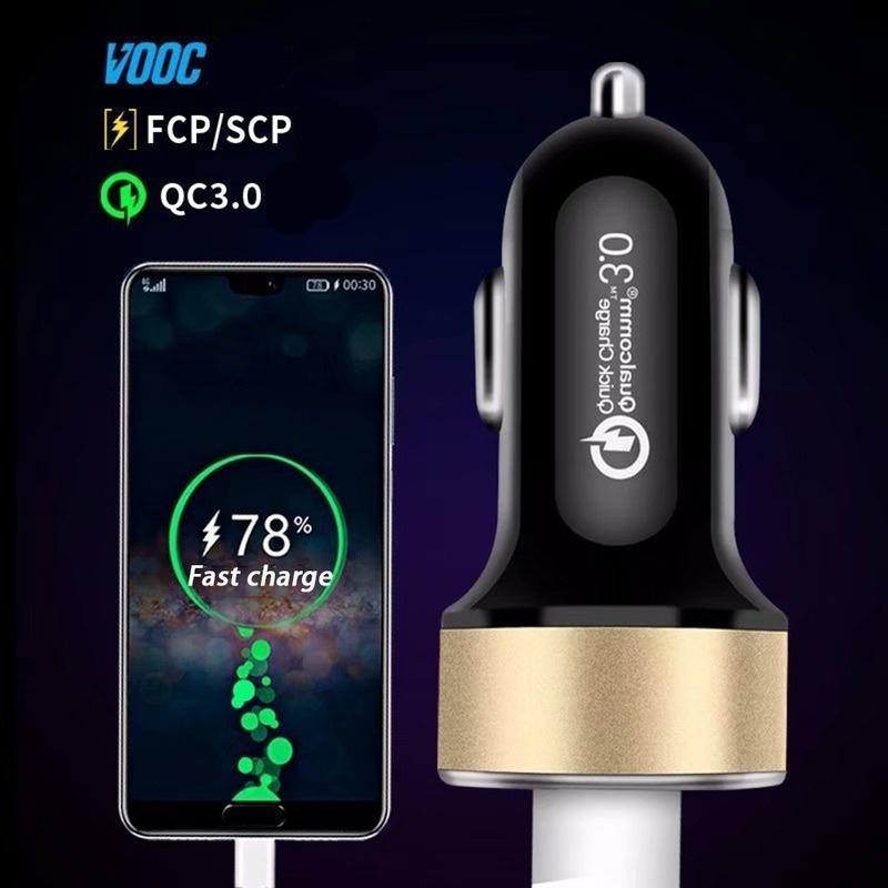 Dual Usb Fast Car Charger Lcd Display 3.0 Quick Charge Power Auto Usb Adapter For Xiaomi Huawei P30 P20 Usb Charger Iphone 12 Xs