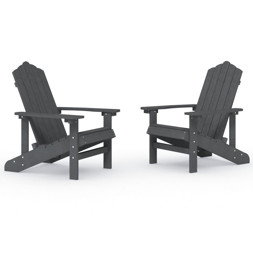 Vidaxl Adirondack Garden Chairs, 2 Pcs, Hdpe, Anthracite