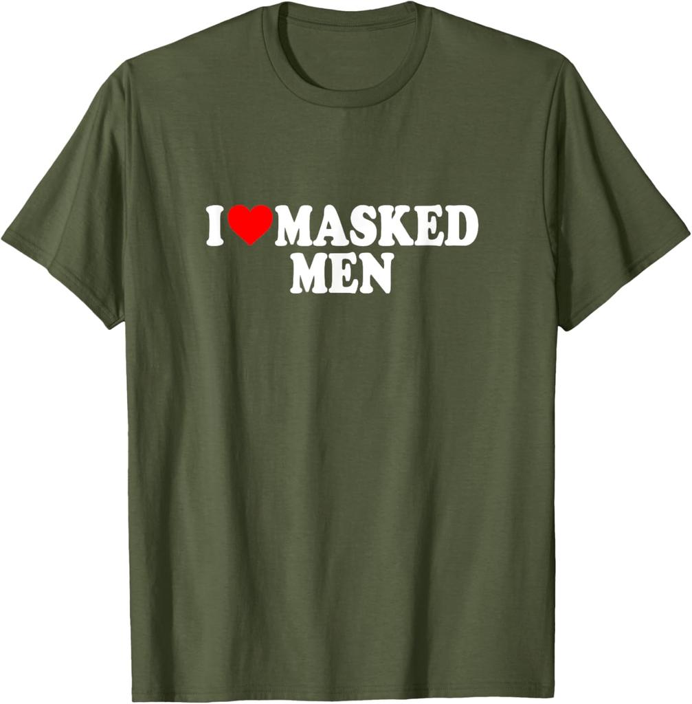 I Love Masked Men Graphic T-Shirt Funny Booktok Themed Casual Short Sleeve Crewneck Tee