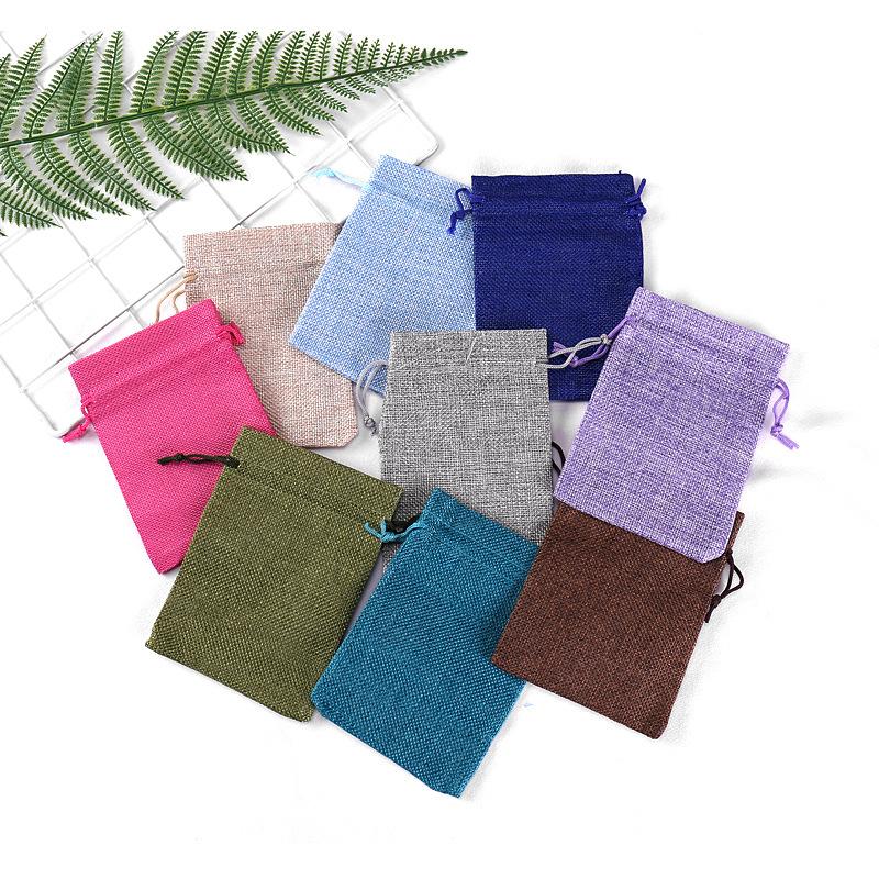 10 Pièces 10X14Cm Sac Cadeau Jute Fait Main Sac Naturel Coton Lin Sac d'Emballage Cadeau Sac de Rangement Bijoux