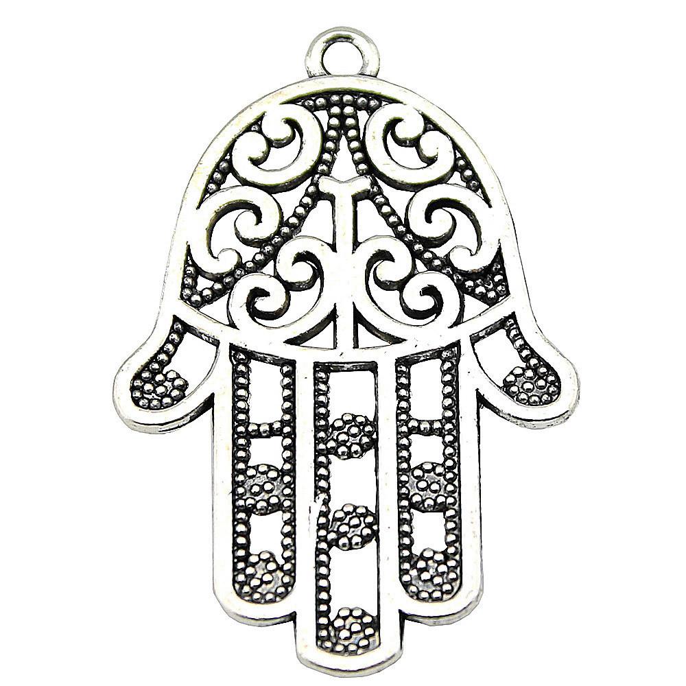 Alloy Hamsa Hand Charms Amulet Pendants For Good Luck Jewelry Making