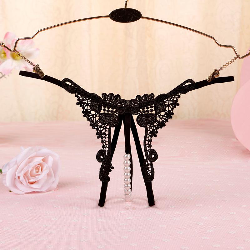 Sexy Water-Soluble Butterfly Bead Open Crotch Thong 3346