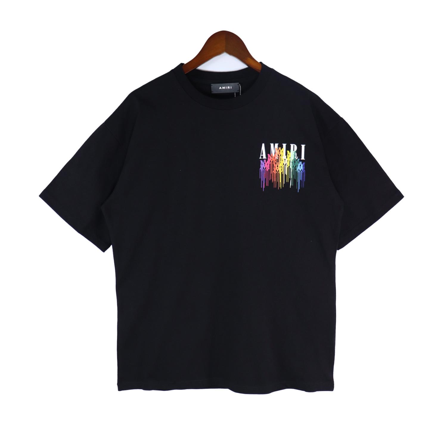 2024 summer new trendy brand Amiri color queen head pattern printing casual T-shirt for men and women S чёрный