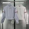 TB Women's Shirt High Version New Striped Double Webbing High-end Versatile Short Long-sleeved Shirt