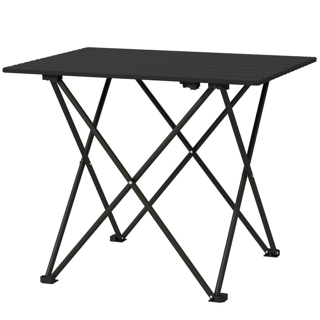 Folding Camping Table, Lightweight Metal Picnic Table with Carry Bag, Foldable Table for Outdoor Camping, Picnic, Hiking, BBQ, Fishing, Black