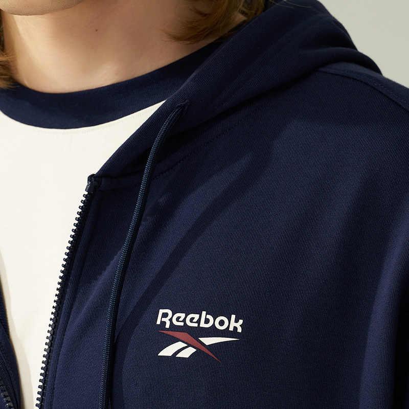 Reebok Logo Lässige Mode Bequeme Kapuzenjacke Unisex Oberbekleidung Marineblau 24FRE101UGN2