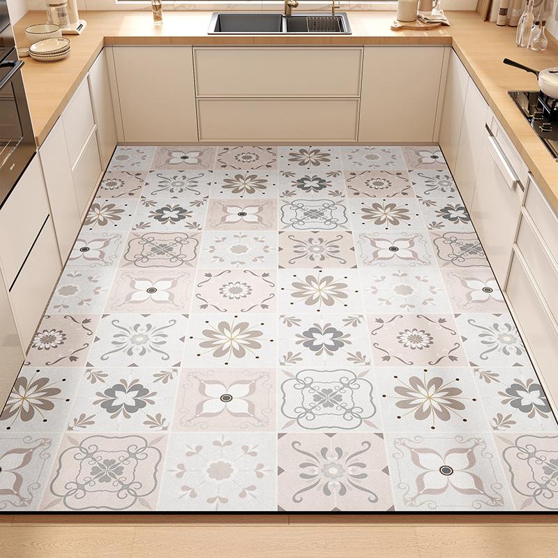 Kitchen Rug PVC Leather Waterproof Non-slip Floot Mat Large Size Oil-proof Stain-resistant Foot Mats Modern Home Decor Carpet
