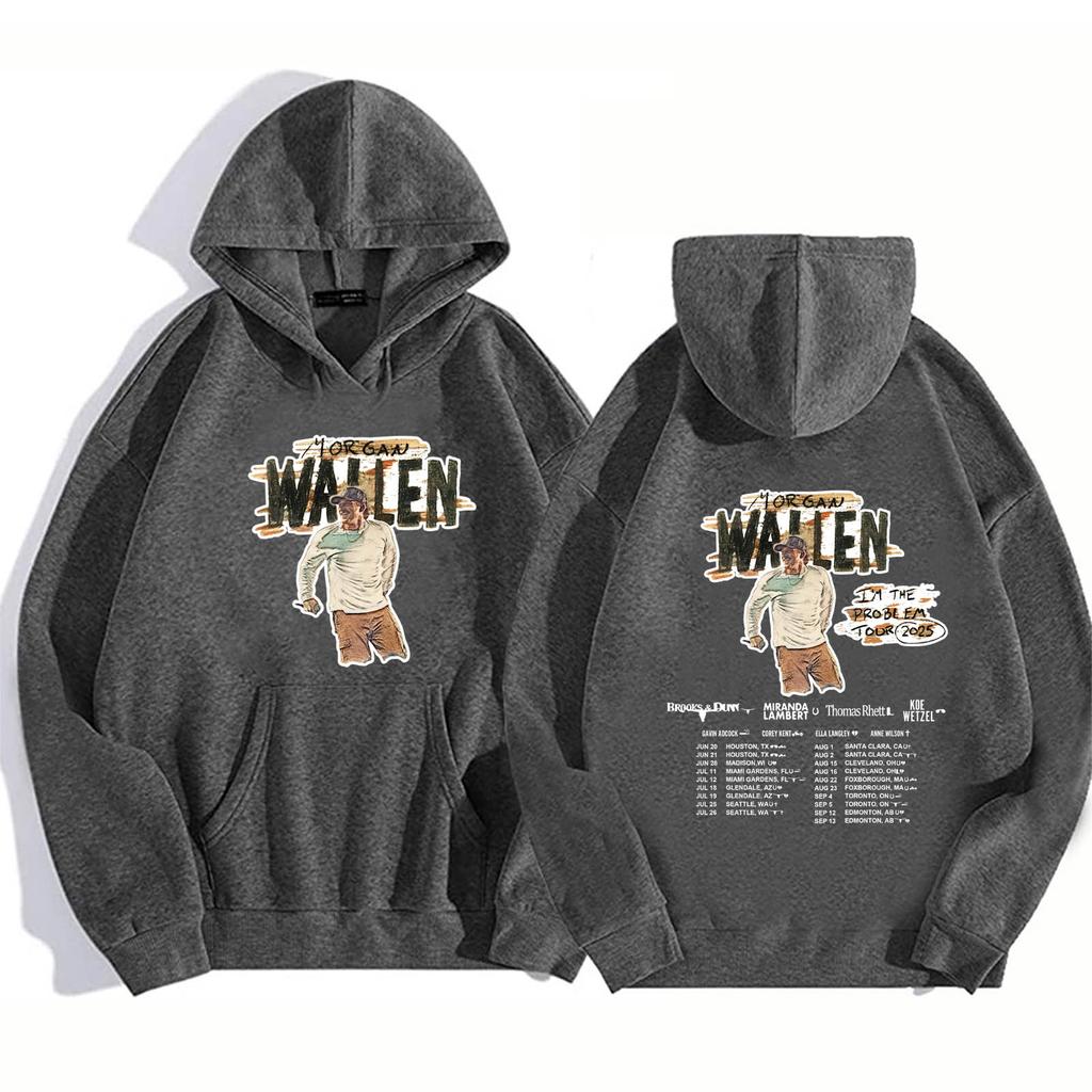 Morgan Wallen Country Music Hoodies Morgan I'm The Problem Tour 2025 Hoodie Harajuku Pullover Tops Man Woman Sweatshirt Gift