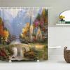 3D European Town Rural Forest Landscape Printing Bathroom Waterproof Shower Curtain Polyester Curtain Home Decoration Curtains