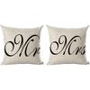 Ramirar Set of 2 Black Word Mr Mrs Simple Style Gift for Family Lover Valentine's Day Decorative Throw Pillow Cover Case Home Living Room Bed Sofa