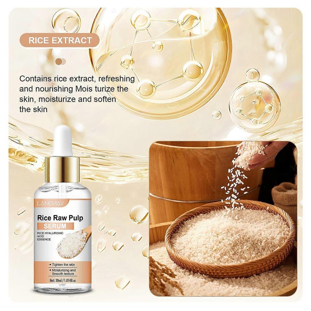 Rice Raw Pulm Face Essence, Rice Serum Anti-Wrinkle Serum, Fade Fine Lines, Brighten Skin Tone, Repair and Improve Acne Marks, Replenish Water and Moi