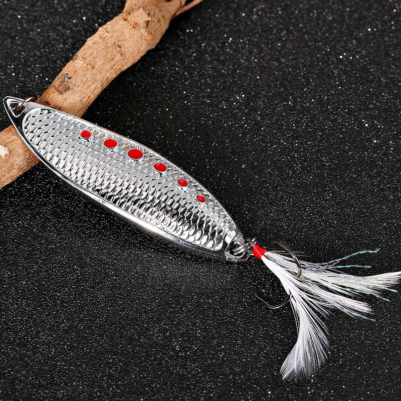4pcs Mental Fishing Lures Bait Fishing Spoon Ideal Bass Trout Perch Rotation Composite Sequins
