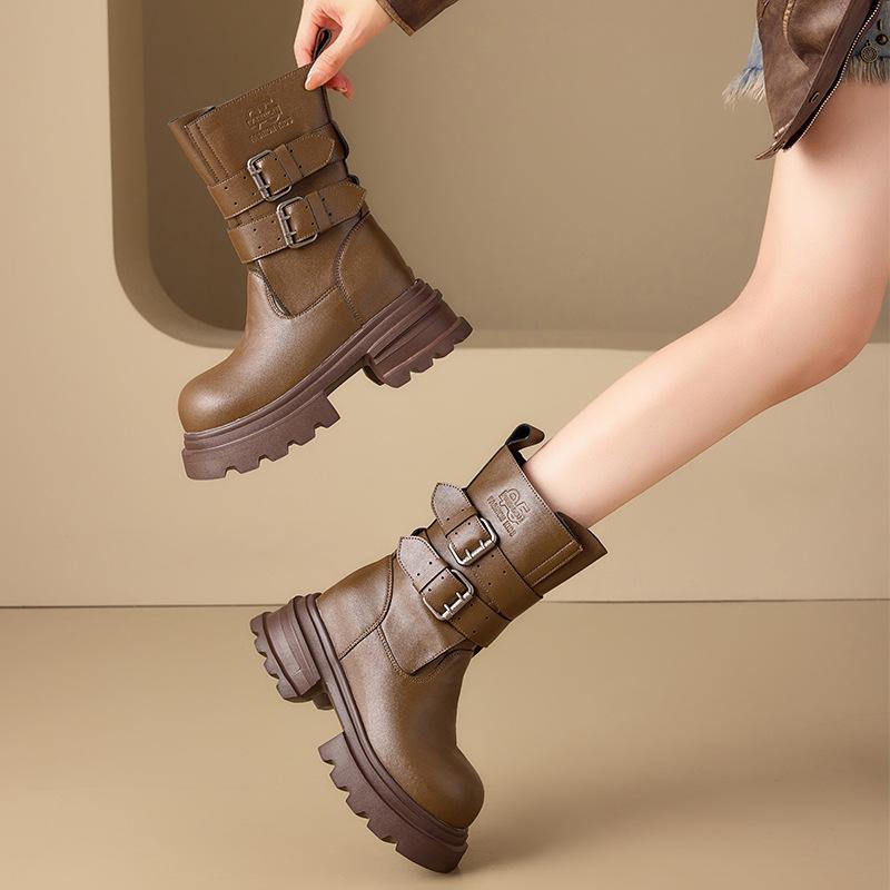 

Tall knight boots women s autumn new belt buckle western cowboy boots versatile fashion boots 39