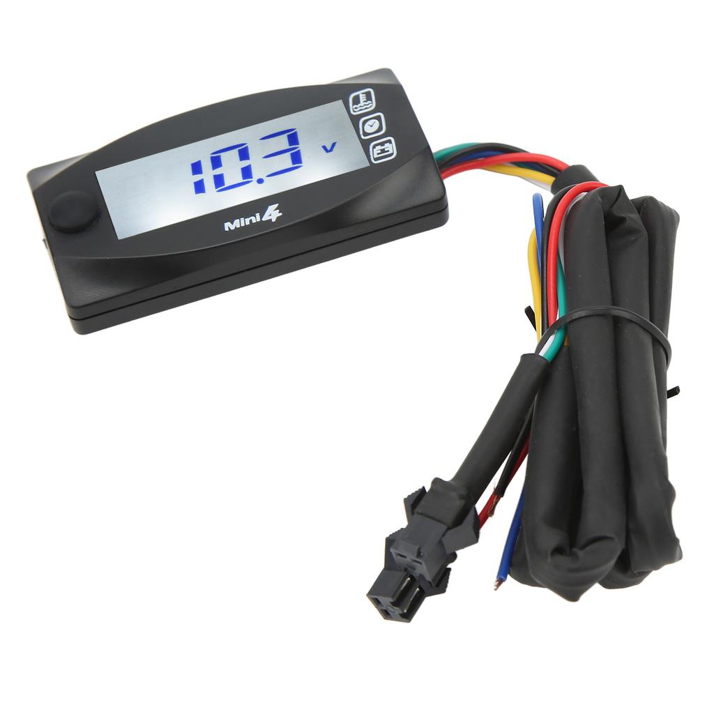 4 In 1 Motorcycle Digital Thermometer LCD Screen Engine Water Voltage Time Meter Universal DC12V