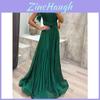 Elegante Abito Lungo in Chiffon con Design Pieghettato per Eventi Formali