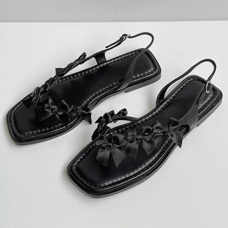 Fashion Bow Flats Women Clip Toe Sandals Casual Fashion Shoes Summer Walking Cozy Shoes Woman Slippers 2025 Trend Brand Female Zapatos