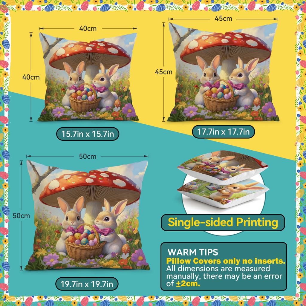 Easter Spring Rabbit Cushions Pillowcase Polyester Cushion Cover Throw Pillow Pillowcover Home Car Sofa Decor