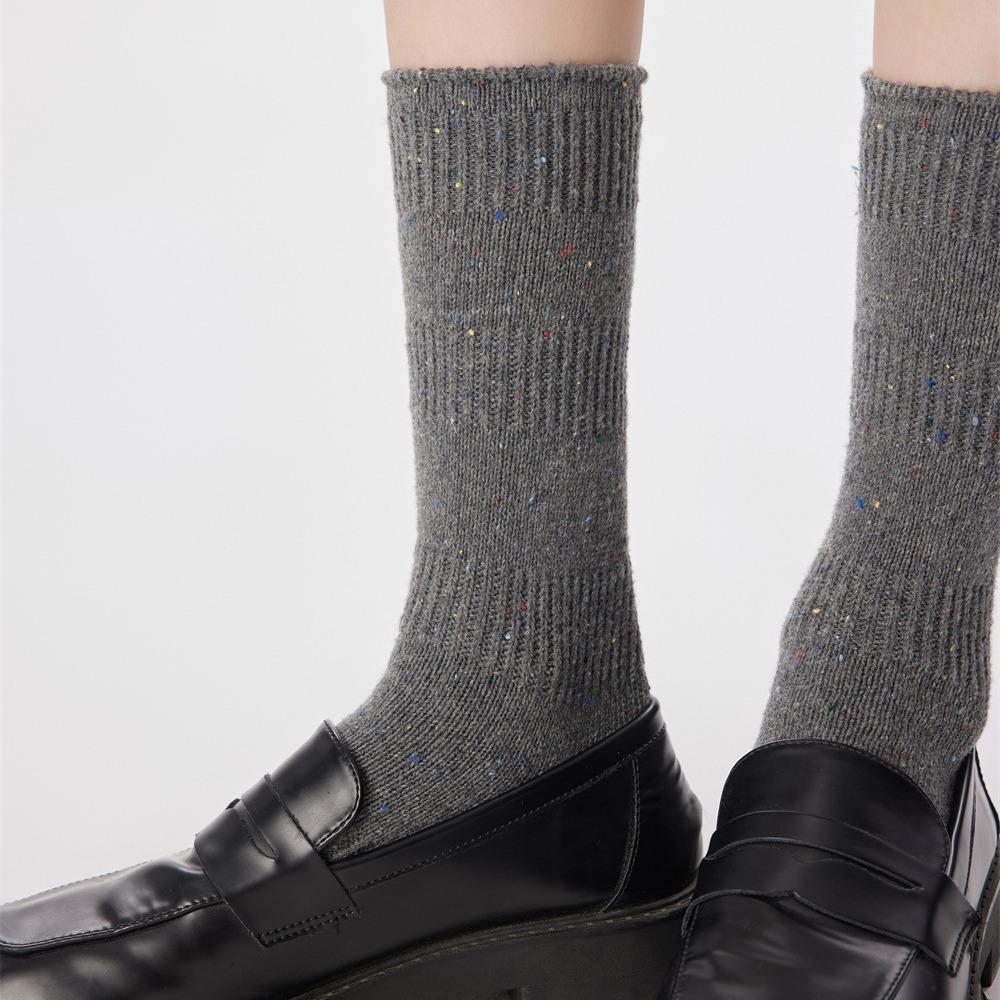 Color Dot Yarn Wool Socks Thickened Ankola Red Trend Retro Delicate Warm Women'S High Stack Socks