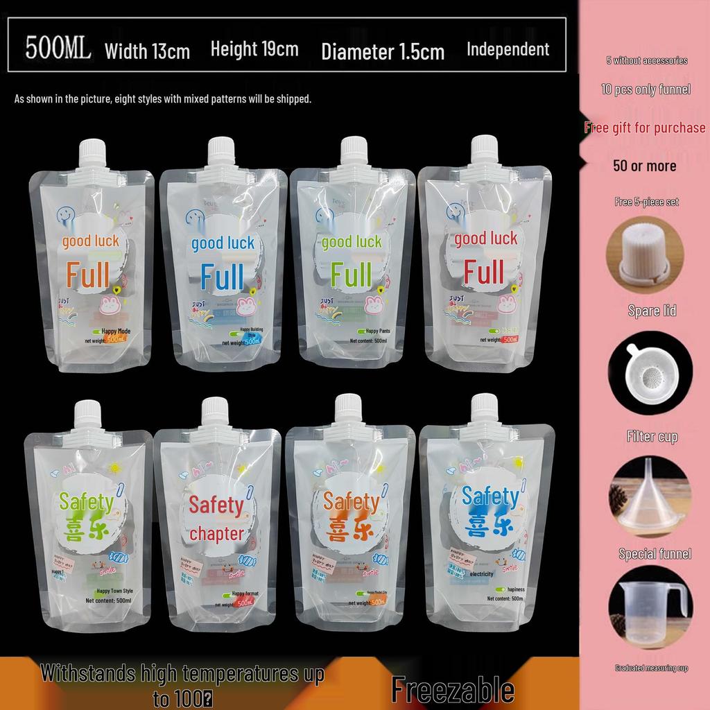 Disposable Transparent Spout Bag for Soy Milk, Chinese Medicine, Soup, or Beverages - Self-Standing and Convenient for Takeaway