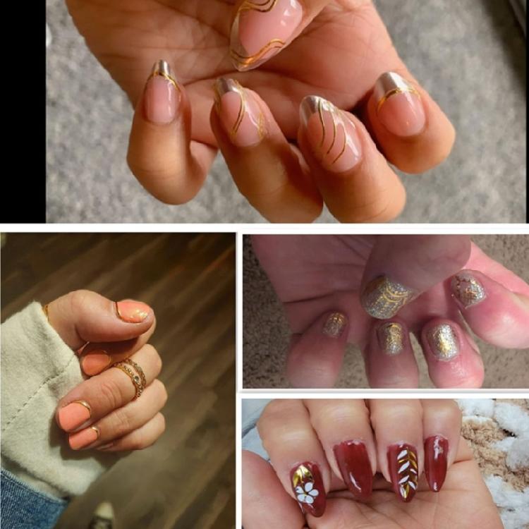 12 Sheets Wavy Line Nail Stickers French Line Nails Art Stickers 3D Gold Metallic Line Nail Decals Nails Art Decoration