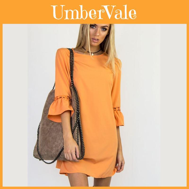 Stylish Autumn Candy Color Lace Stitching Dress With Casual Mid Sleeve Design