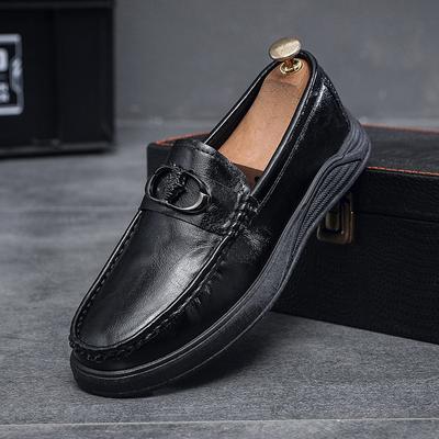 Men's Spring Casual Leather Shoes 2024 New Trendy Lazy Shoes Breathable Men's Shoes One Pedal Casual Single Shoes Work Shoes