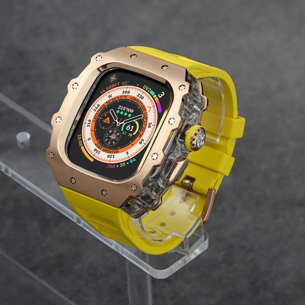 Klasická luxusná modifikačná súprava pre Apple Watch Ultra 2 49mm Puzdro z nehrdzavejúcej ocele Pre IWatch 9 8 7 6 45mm 44mm Krištáľové tlačidlo Športový remienok