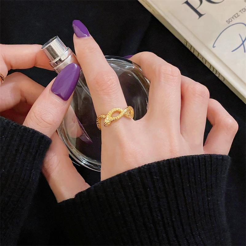 Year Of The Snake, Snake-Shaped Gold Open Ring, Personalized Retro Diamond-Set, Medium And Ancient Style, High-End Sense, Light Luxury, Niche