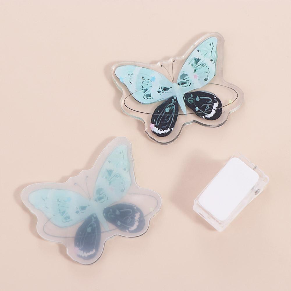 Gradient Butterfly Acrylic Paper Clip Y2k Cartoon Memo Clip Cute PP Clip Desk Organizer