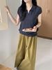 Women's Slim Fit Scissor Collar Merino Wool Sleeveless Sweater for Early Autumn