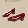 Women's Solid Color Classic Shallow High Heels Spring and Autumn Fashionable Elegant Mary Jane Shoes Women's Thick Heel Design