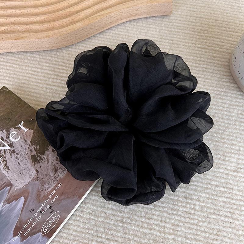 Women and Girls High Ponytail Fashion Accessory Casual Headwear 1Pcs Solid Color Mesh Yarn Scrunchies Elastic Hair Ties