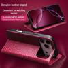 Qia Li Genuine Leather Flip Case for iPhone 17 Pro Max - Anti-Fall, Card Slot, Protective Cover
