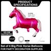 4 Pack Pink Horse Balloons Westeren Cowgirl Horse Balloons for Western Cowgirl Horse Theme Birthday Party Decorations