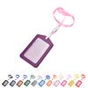 Vertical Transverse Plastic Id Name Card Holder Work Badge W/ Lanyard