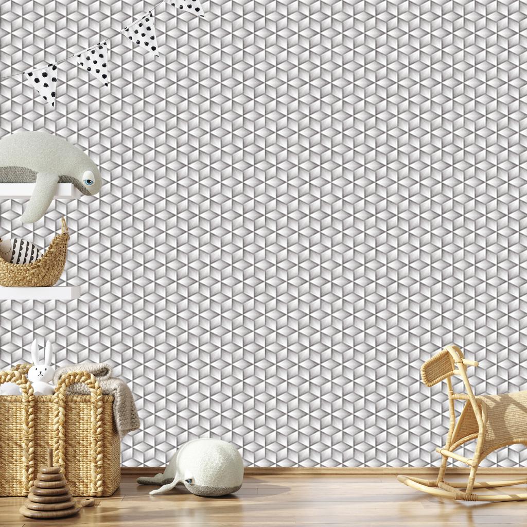 Wallpaper Cubes in shades of gray with a 3D effect 50x1000