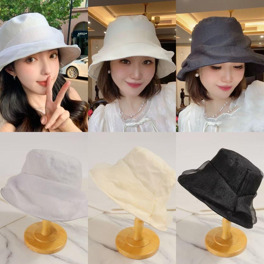 

Foldable Sun Hat Breathable Foldable Hat Designer Bucket Hat for Girl Ladies чорний