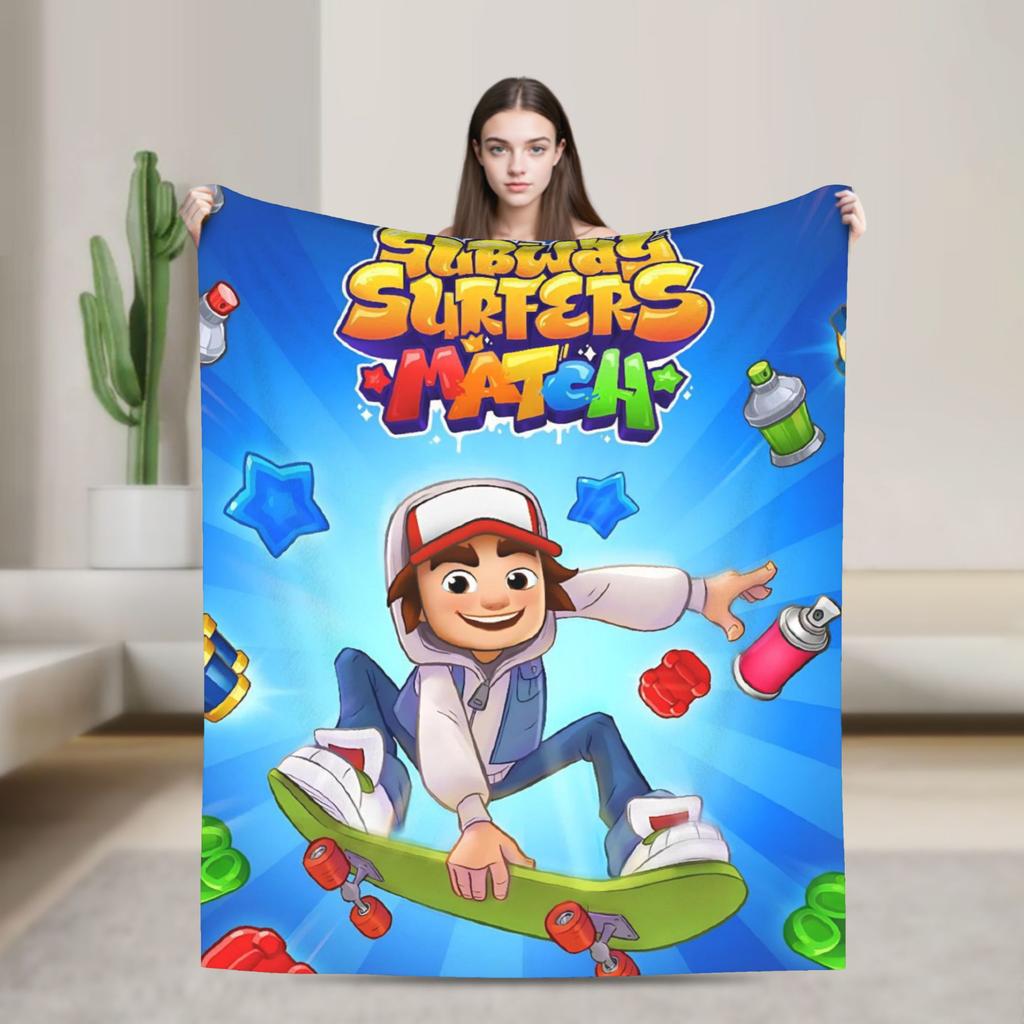 Soft Blankets Decorative Subway-Surfers Jake Tricky  Throw Blanket  Flannel Bedspread For Living Room Funny Sofa Bed Cover
