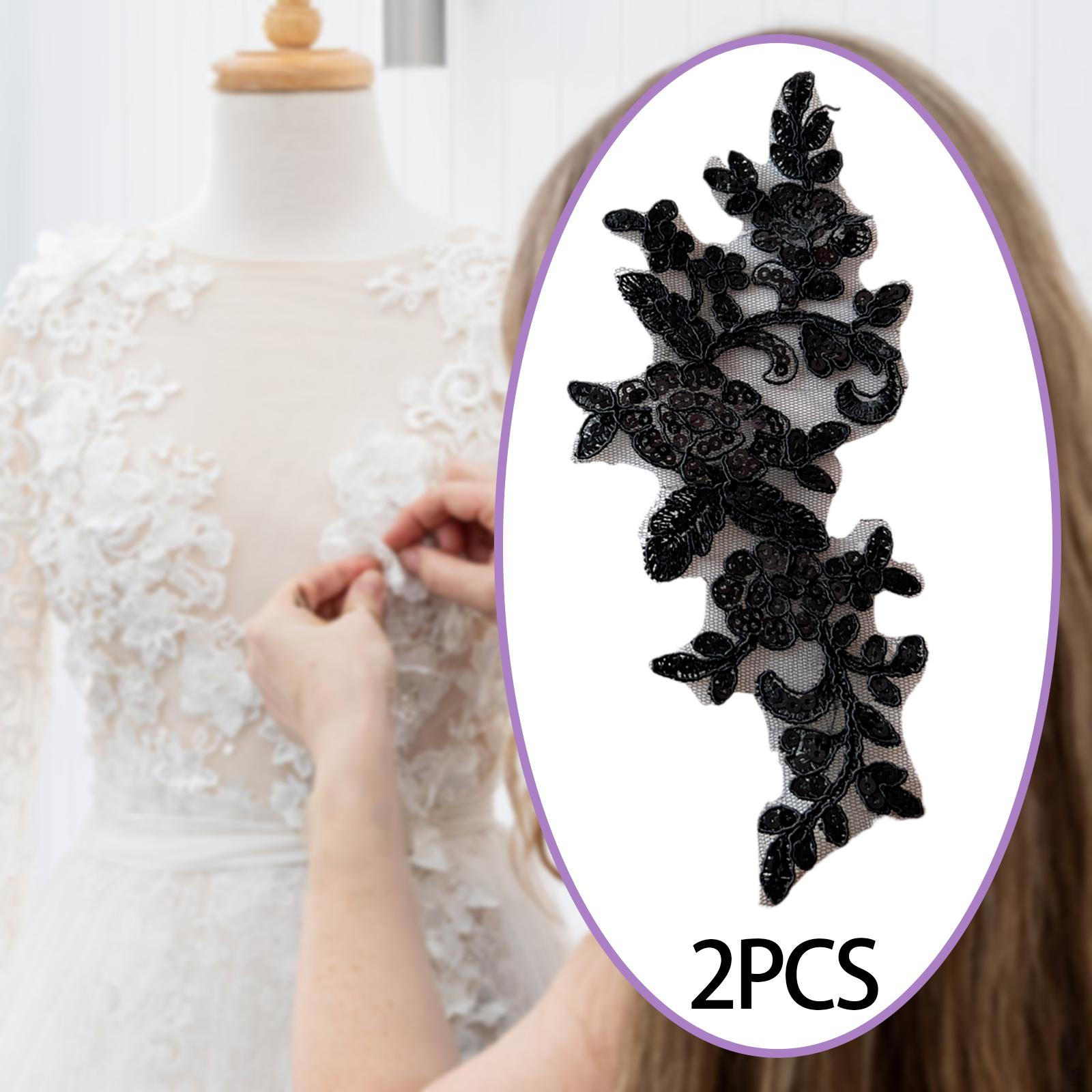 

1 пара кружевных аппликаций, вышивка, аппликации, цветочные украшения, пришивные нашивки, отделка для шитья чёрный