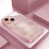 Pink Gold Leaf Pattern Metal Paint Tempered Glass Phone Case For iPhone 17 16 15 14 13 12 11 Pro Max 16 15 Plus 16E 17Air Cover