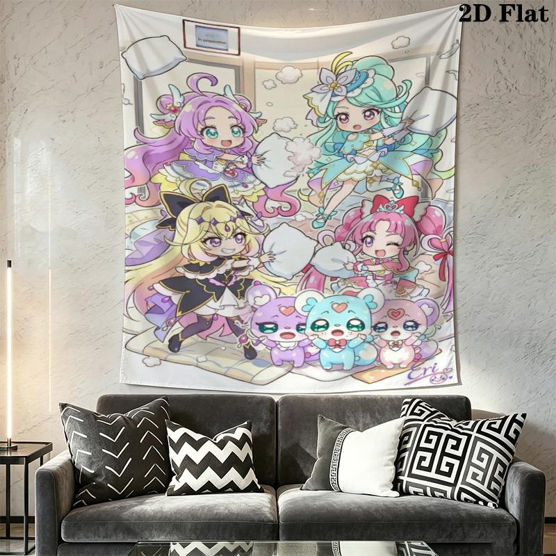 Pretty Cure Wall Tapestry Aesthetic Wall Hanging Printed Fabric Blanket Decorative Tapestries for Bedroom Living Room Home Decor