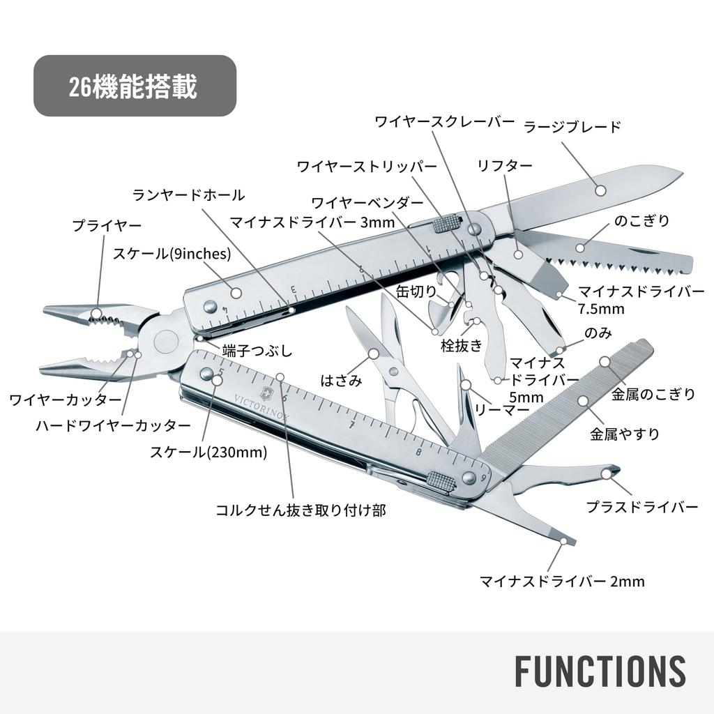 Victorinox Catraca SwissTool com Lazer DIY com Trava X+ Faca, Prata, Estojo, Multifuncional, Multi-ferramenta de 38 funções fabricada na Suíça [Garantia
